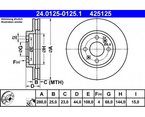 Brake Disc 24.0125-0125.1 ATE, Image 2