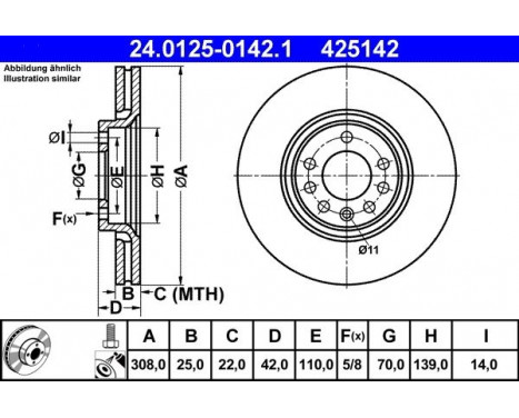 Brake Disc 24.0125-0142.1 ATE, Image 3