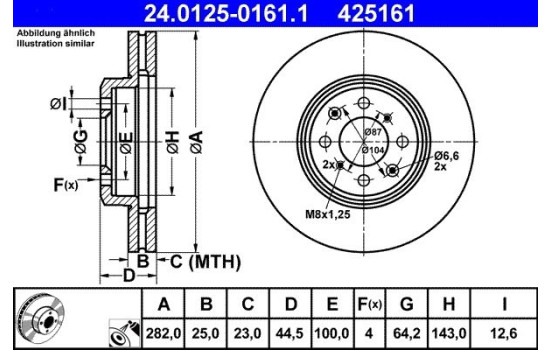 Brake Disc 24.0125-0161.1 ATE, Image 2