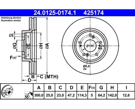 Brake Disc 24.0125-0174.1 ATE, Image 2