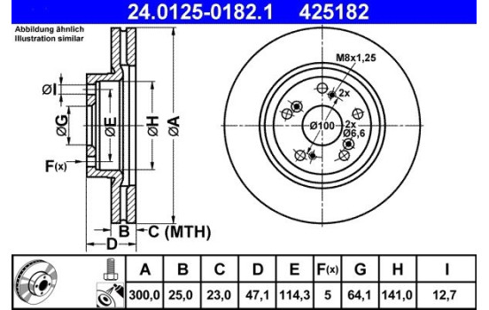 Brake Disc 24.0125-0182.1 ATE, Image 2