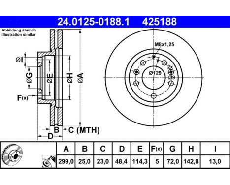 Brake Disc 24.0125-0188.1 ATE, Image 2