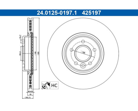 Brake Disc 24.0125-0197.1 ATE, Image 4