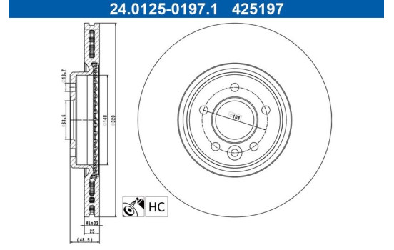 Brake Disc 24.0125-0197.1 ATE, Image 4