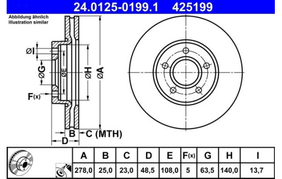 Brake Disc 24.0125-0199.1 ATE, Image 2