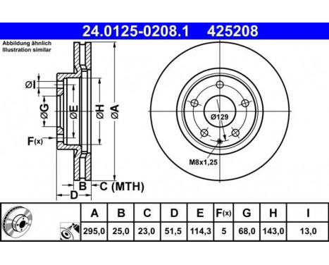 Brake Disc 24.0125-0208.1 ATE