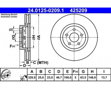 Brake Disc 24.0125-0209.1 ATE