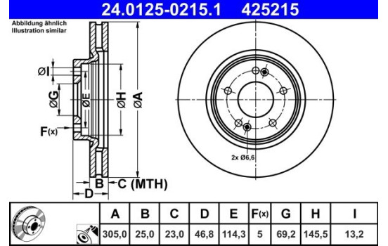 Brake Disc 24.0125-0215.1 ATE