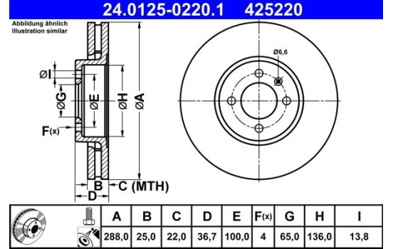 Brake Disc 24.0125-0220.1 ATE