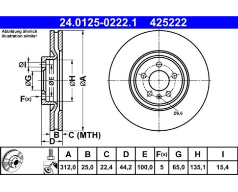 Brake disc 24.0125-0222.1 ATE