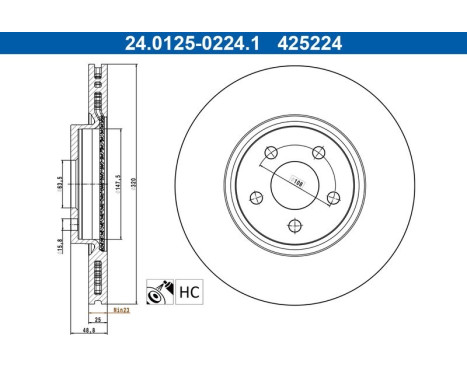 Brake disc 24.0125-0224.1 ATE