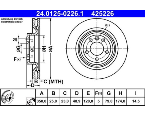 Brake disc 24.0125-0226.1 ATE