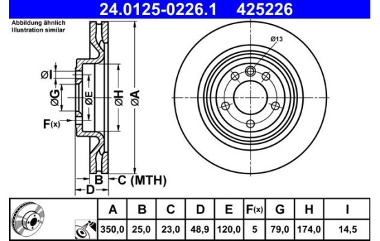 Brake disc 24.0125-0226.1 ATE