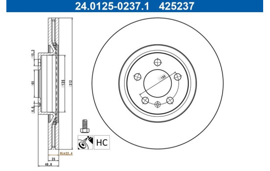 Brake disc 24.0125-0237.1 ATE