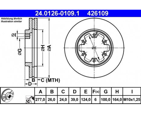 Brake Disc 24.0126-0109.1 ATE, Image 2