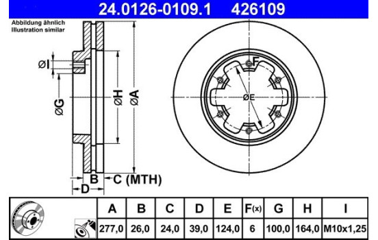 Brake Disc 24.0126-0109.1 ATE, Image 2
