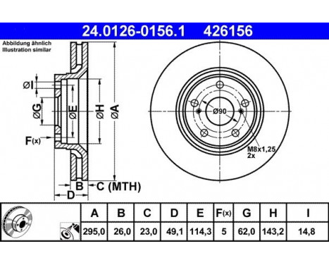 Brake Disc 24.0126-0156.1 ATE, Image 3