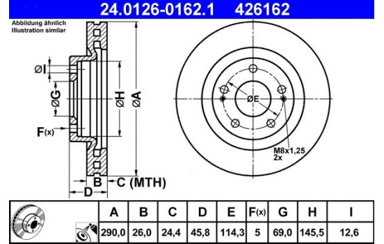 Brake Disc 24.0126-0162.1 ATE