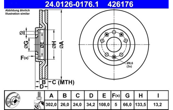 Brake Disc 24.0126-0176.1 ATE