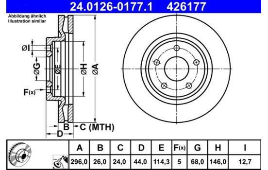 Brake Disc 24.0126-0177.1 ATE