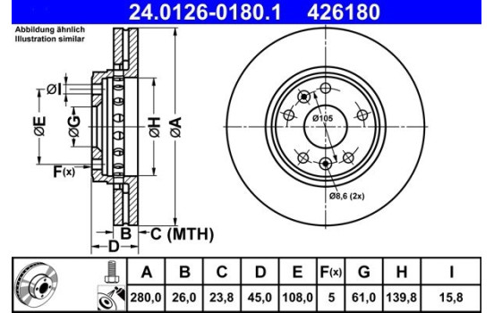 Brake Disc 24.0126-0180.1 ATE
