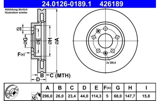 Brake disc 24.0126-0189.1 ATE