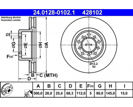 Brake Disc 24.0128-0102.1 ATE, Image 2