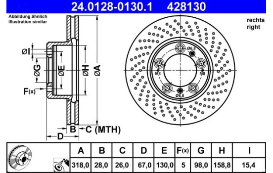 Brake Disc 24.0128-0130.1 ATE, Image 2