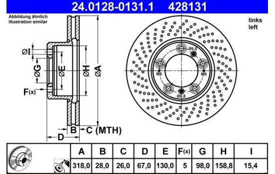 Brake Disc 24.0128-0131.1 ATE, Image 2