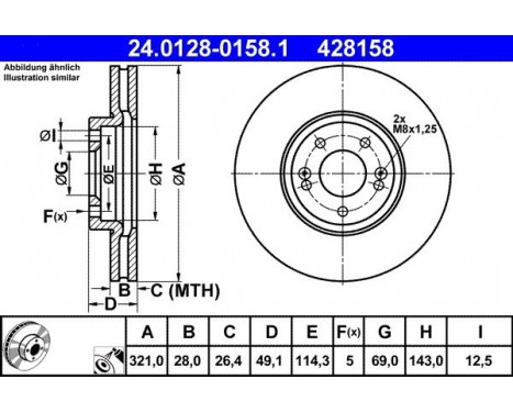 Brake Disc 24.0128-0158.1 ATE, Image 2