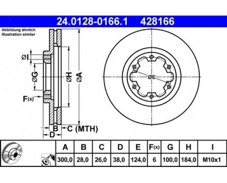 Brake Disc 24.0128-0166.1 ATE, Image 2