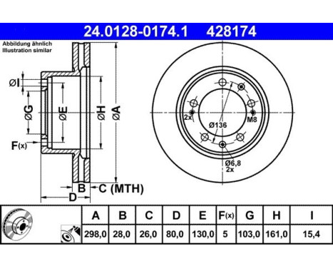 Brake Disc 24.0128-0174.1 ATE, Image 2