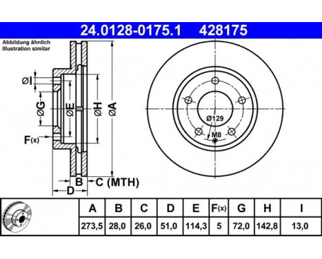 Brake Disc 24.0128-0175.1 ATE, Image 2