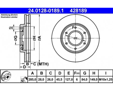 Brake Disc 24.0128-0189.1 ATE, Image 2