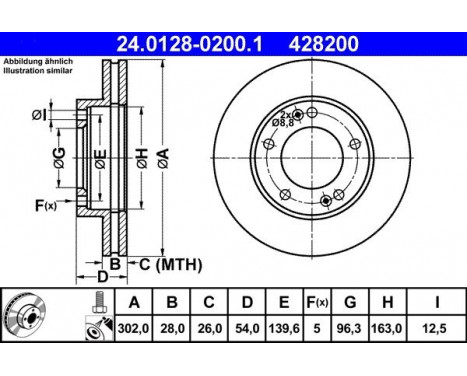 Brake Disc 24.0128-0200.1 ATE, Image 2