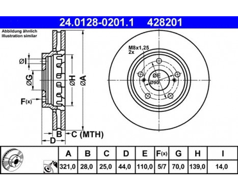 Brake Disc 24.0128-0201.1 ATE, Image 2