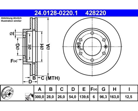 Brake Disc 24.0128-0220.1 ATE, Image 2