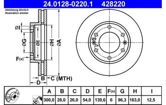Brake Disc 24.0128-0220.1 ATE, Image 2