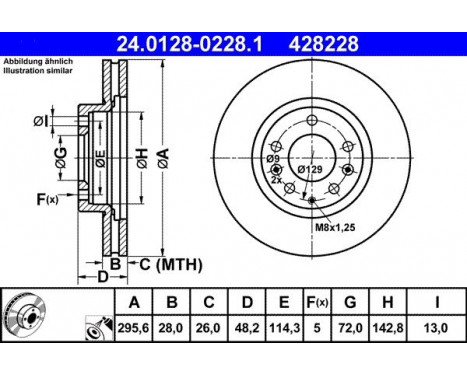 Brake Disc 24.0128-0228.1 ATE, Image 2
