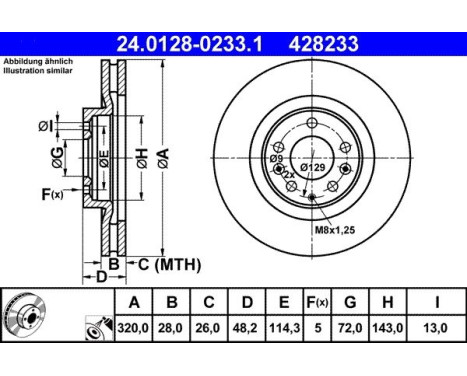 Brake Disc 24.0128-0233.1 ATE, Image 2