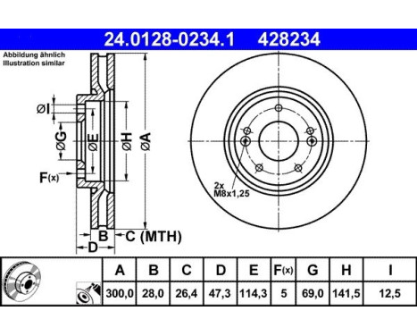 Brake Disc 24.0128-0234.1 ATE, Image 2