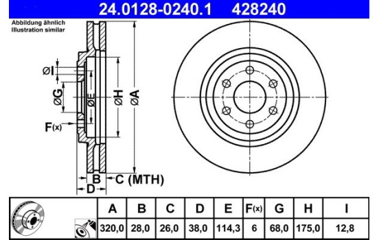 Brake Disc 24.0128-0240.1 ATE