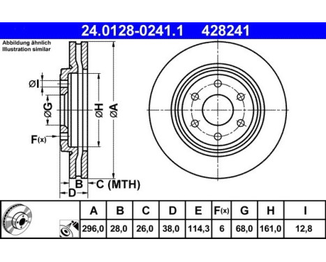Brake Disc 24.0128-0241.1 ATE, Image 2