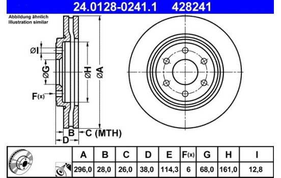 Brake Disc 24.0128-0241.1 ATE, Image 2