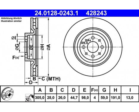 Brake Disc 24.0128-0243.1 ATE