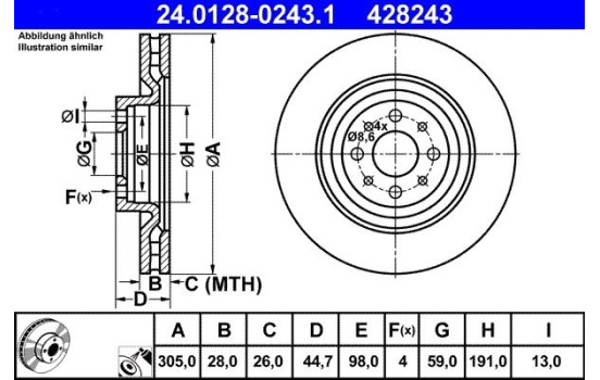 Brake Disc 24.0128-0243.1 ATE