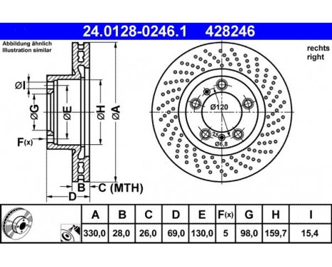 Brake Disc 24.0128-0246.1 ATE, Image 2