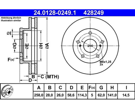 Brake Disc 24.0128-0249.1 ATE, Image 2