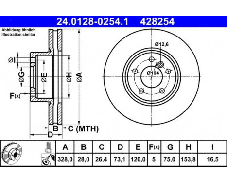 Brake Disc 24.0128-0254.1 ATE, Image 2