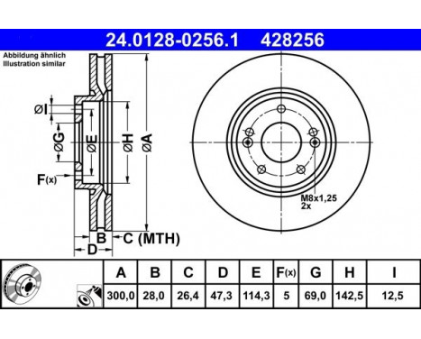 Brake Disc 24.0128-0256.1 ATE, Image 3